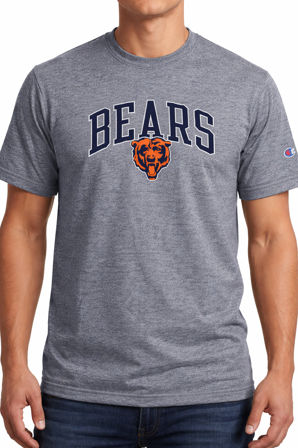 Men's Chicago Bears Champion Brand Arch Gray Tri-Blend T-Shirt