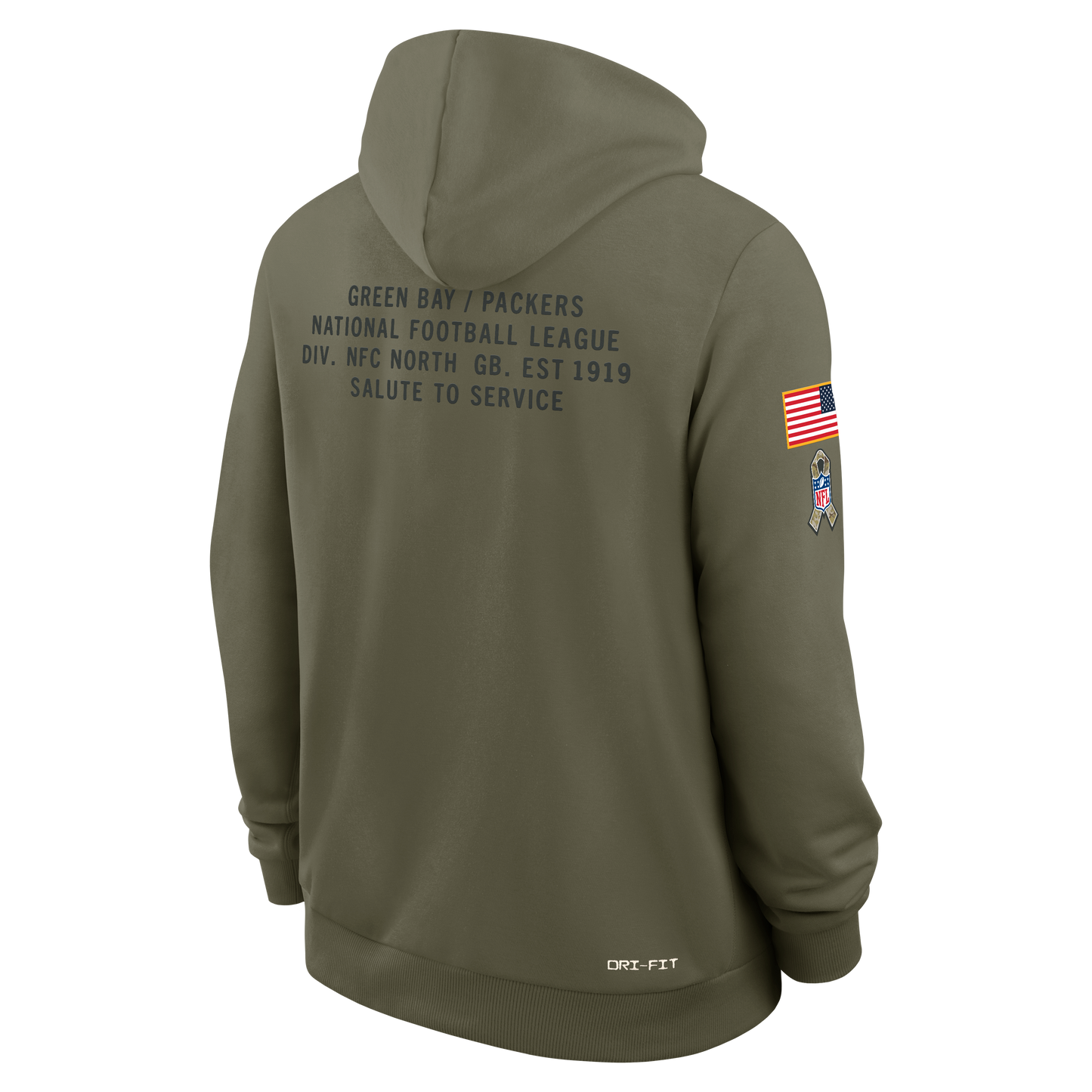 Men's Green Bay Packers Nike Olive Green 2025 Salute To Service Club Pullover Hoodie