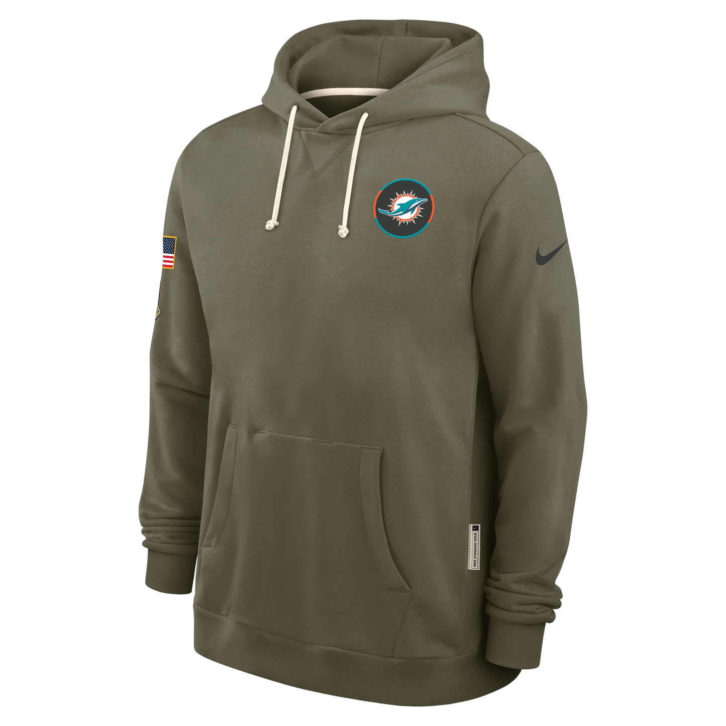 Men's Miami Dolphins Nike Olive Green 2025 Salute To Service Club Pullover Hoodie