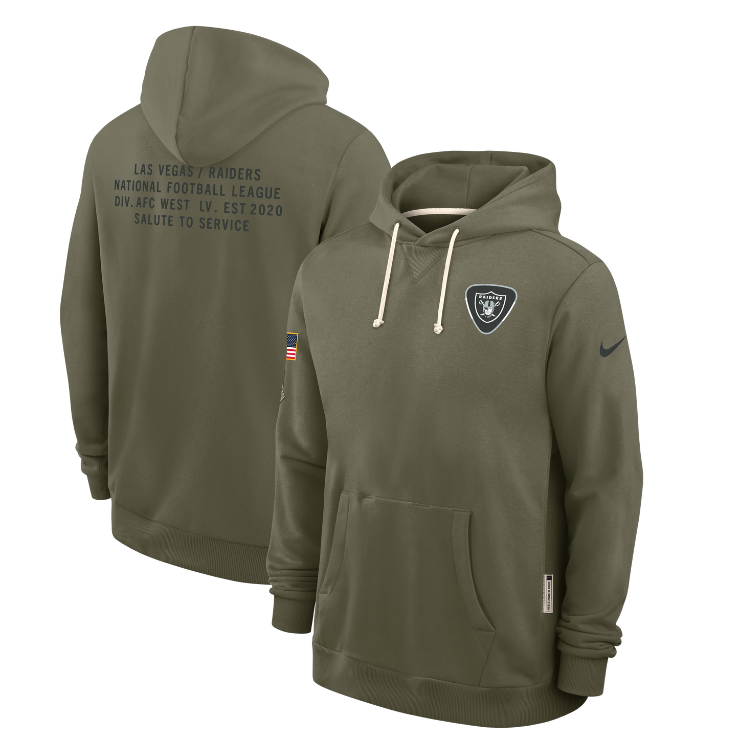 Men's Las Vegas Raiders Nike Olive Green 2025 Salute To Service Club Pullover Hoodie