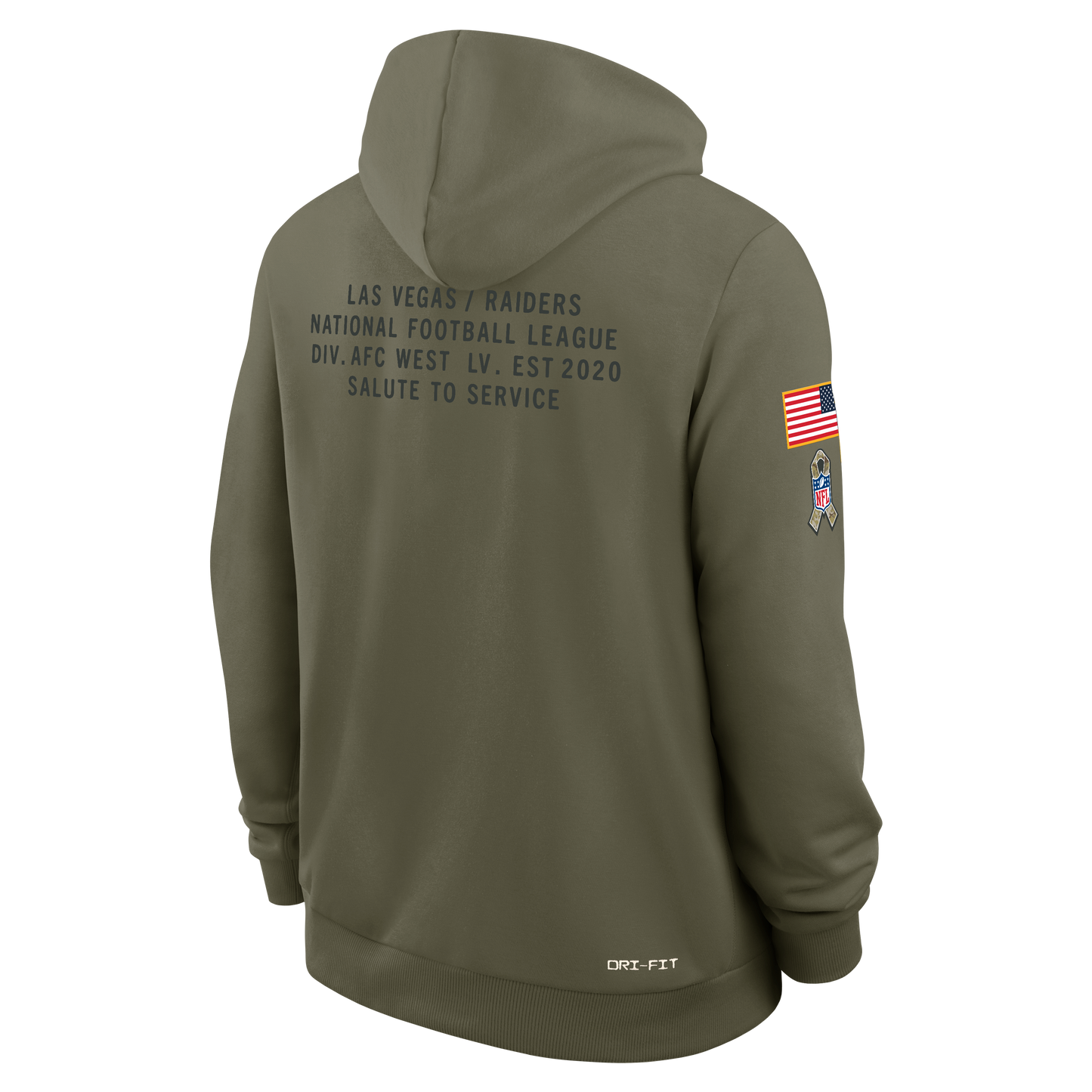 Men's Las Vegas Raiders Nike Olive Green 2025 Salute To Service Club Pullover Hoodie