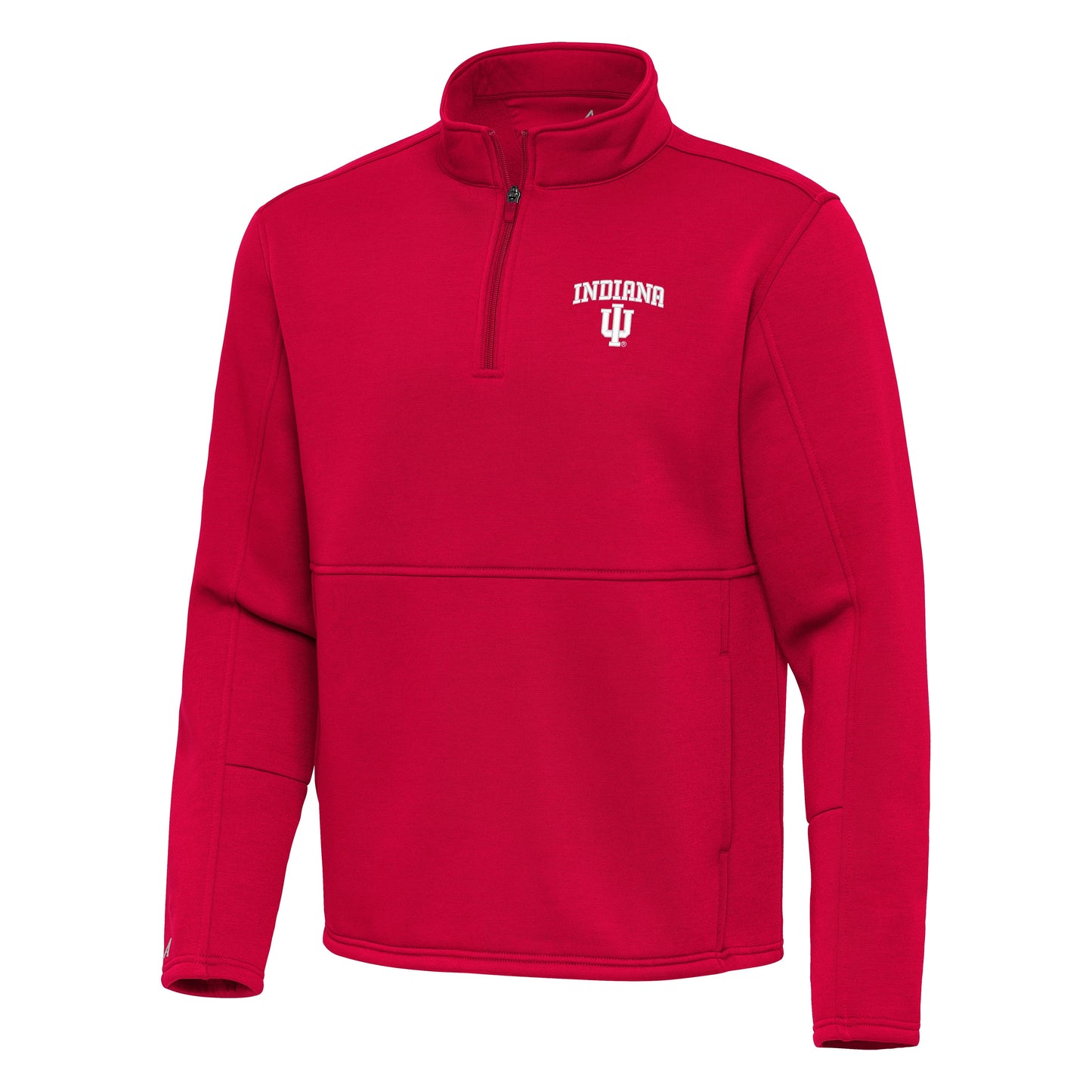 Men's Indiana Hoosiers Antigua Twist 1/4 Zip Red Fleece Pullover Top