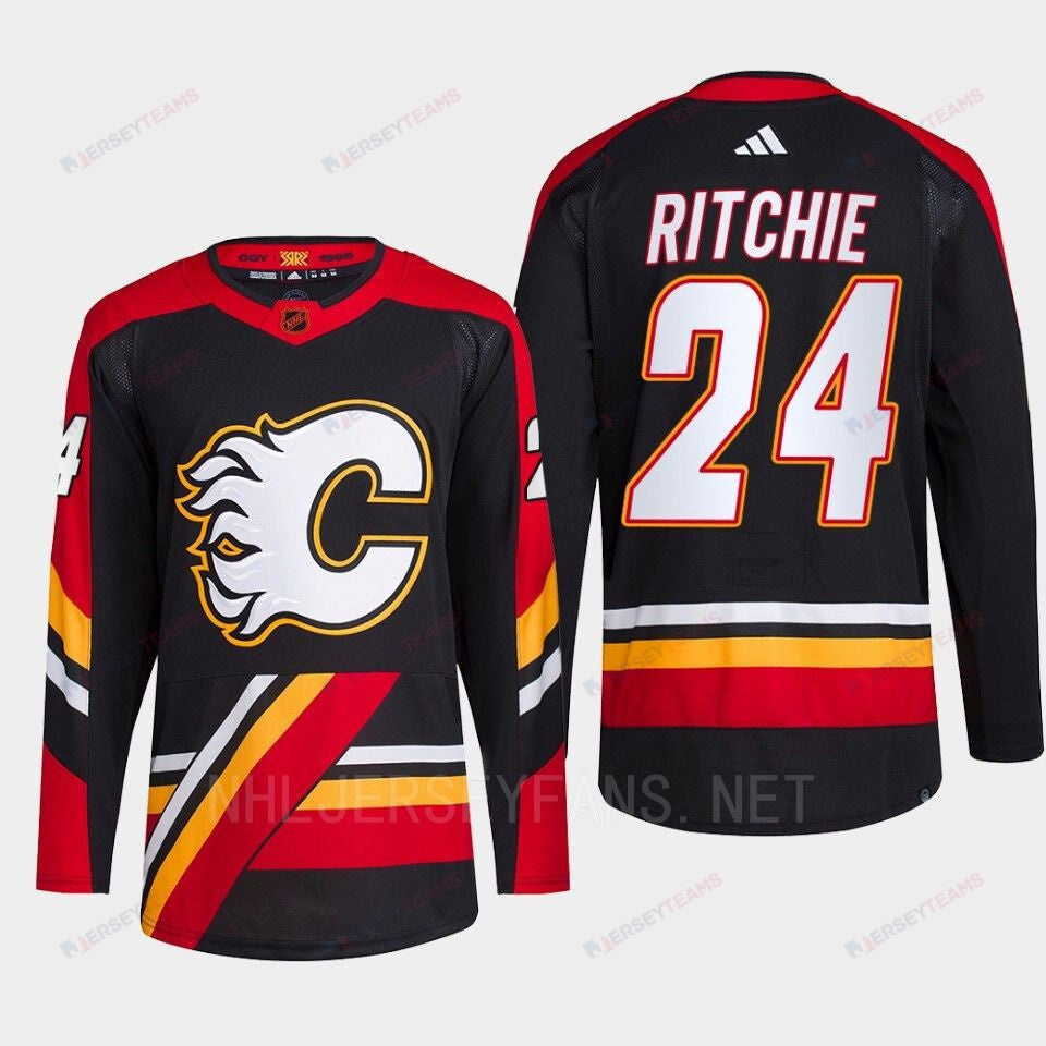 Brett Ritchie 24 Reverse Retro 2.0 2022 Calgary Flames Black Jersey Primegreen