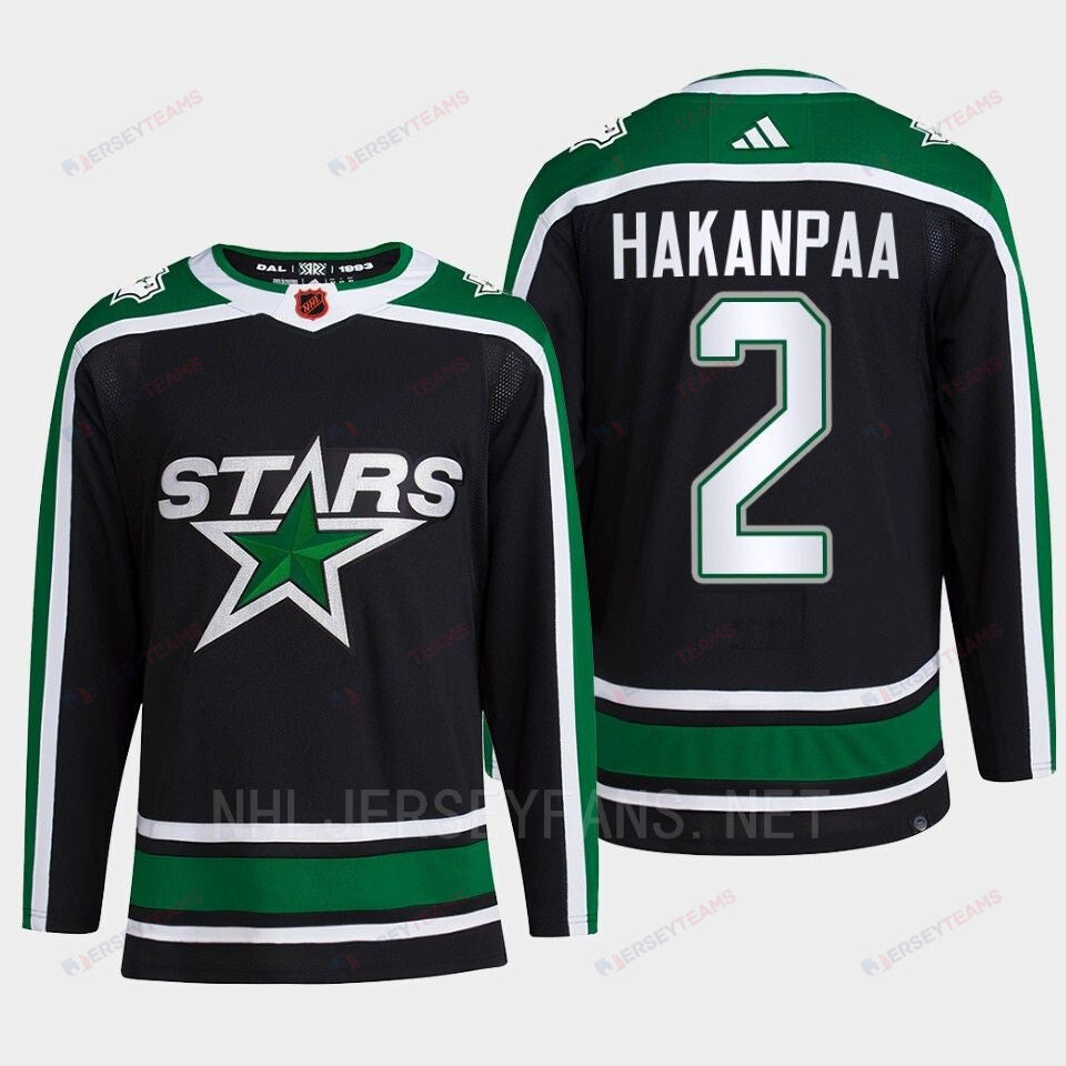 Jani Hakanpaa 2 Reverse Retro 2.0 Dallas Stars 2022 Black Jersey Pro Primegreen
