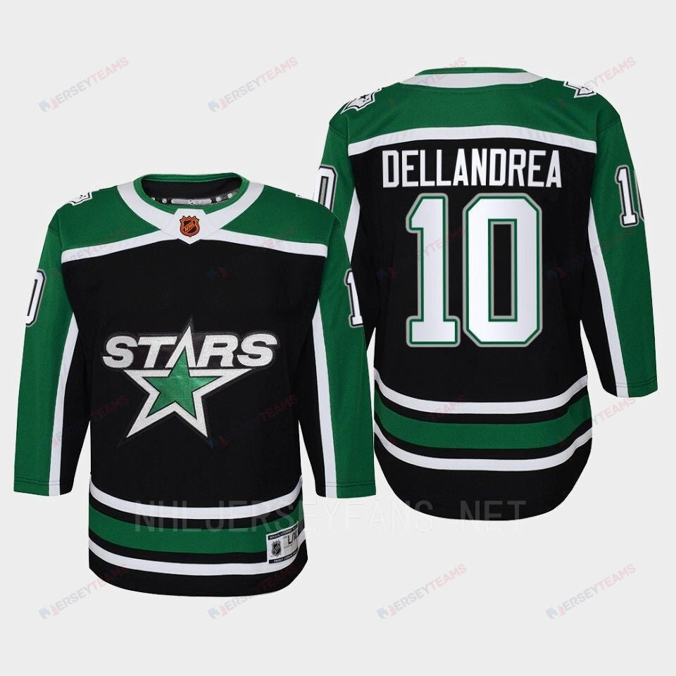Dallas Stars 10 Ty Dellandrea Reverse Retro Black Equipment, Youth