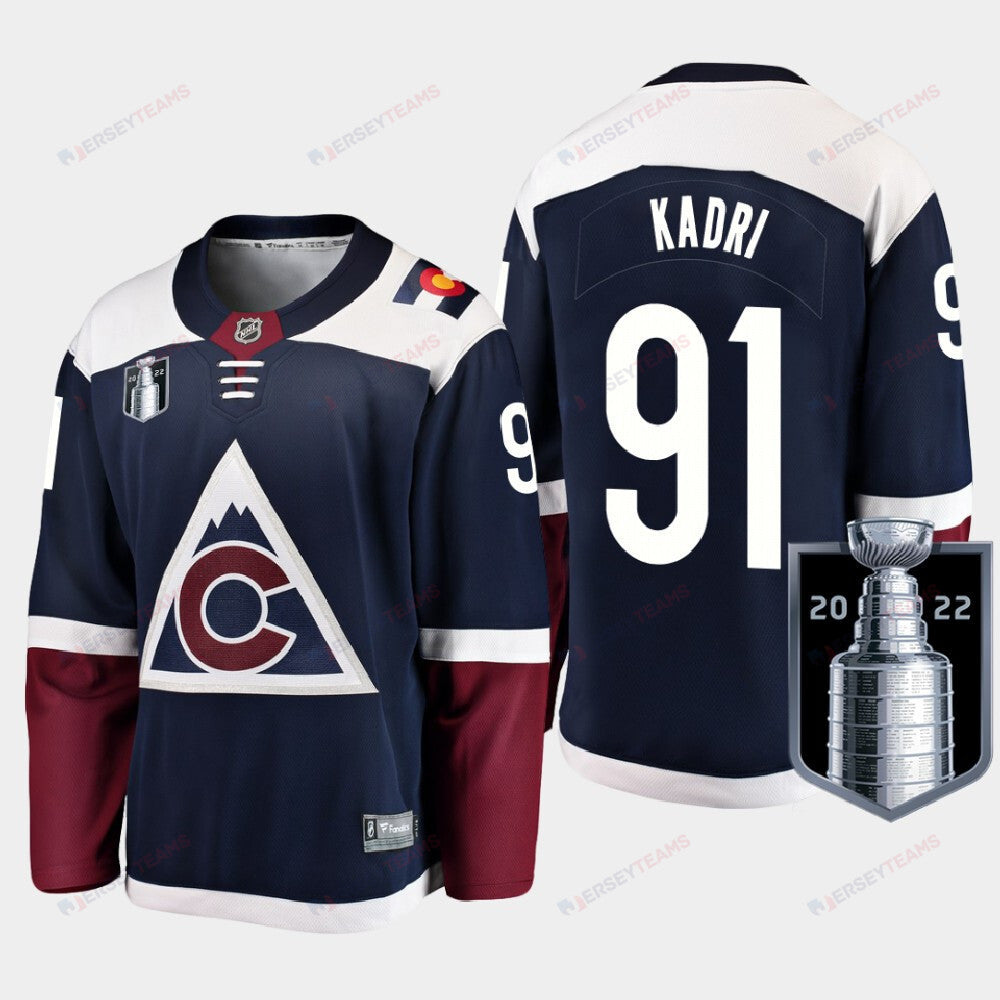 Colorado Avalanche 91 Nazem Kadri Stanley Cup Final Navy Equipment Jersey Alternate