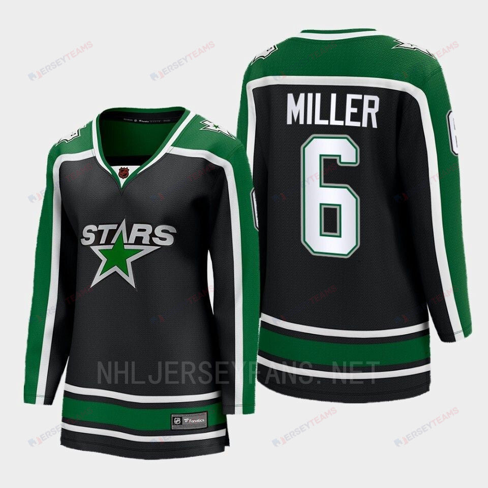 Dallas Stars 6 Colin Miller Reverse Retro Black Equipment, Women