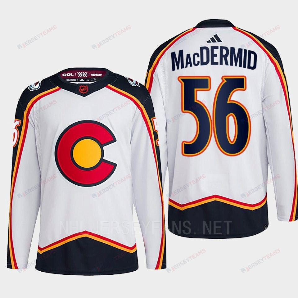Kurtis MacDermid 56 Reverse Retro 2.0 2022 Colorado Avalanche White Jersey Primegreen