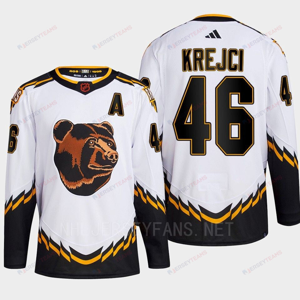 Boston Bruins 2022 Reverse Retro 2.0 David Krejci 46 White Primegreen Jersey Men's