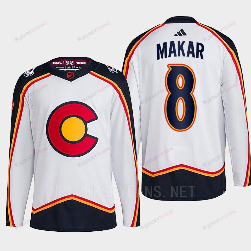 Cale Makar 8 Reverse Retro 2.0 2022 Colorado Avalanche White Jersey Primegreen