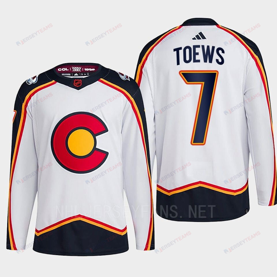 Devon Toews 7 Reverse Retro 2.0 2022 Colorado Avalanche White Jersey Primegreen