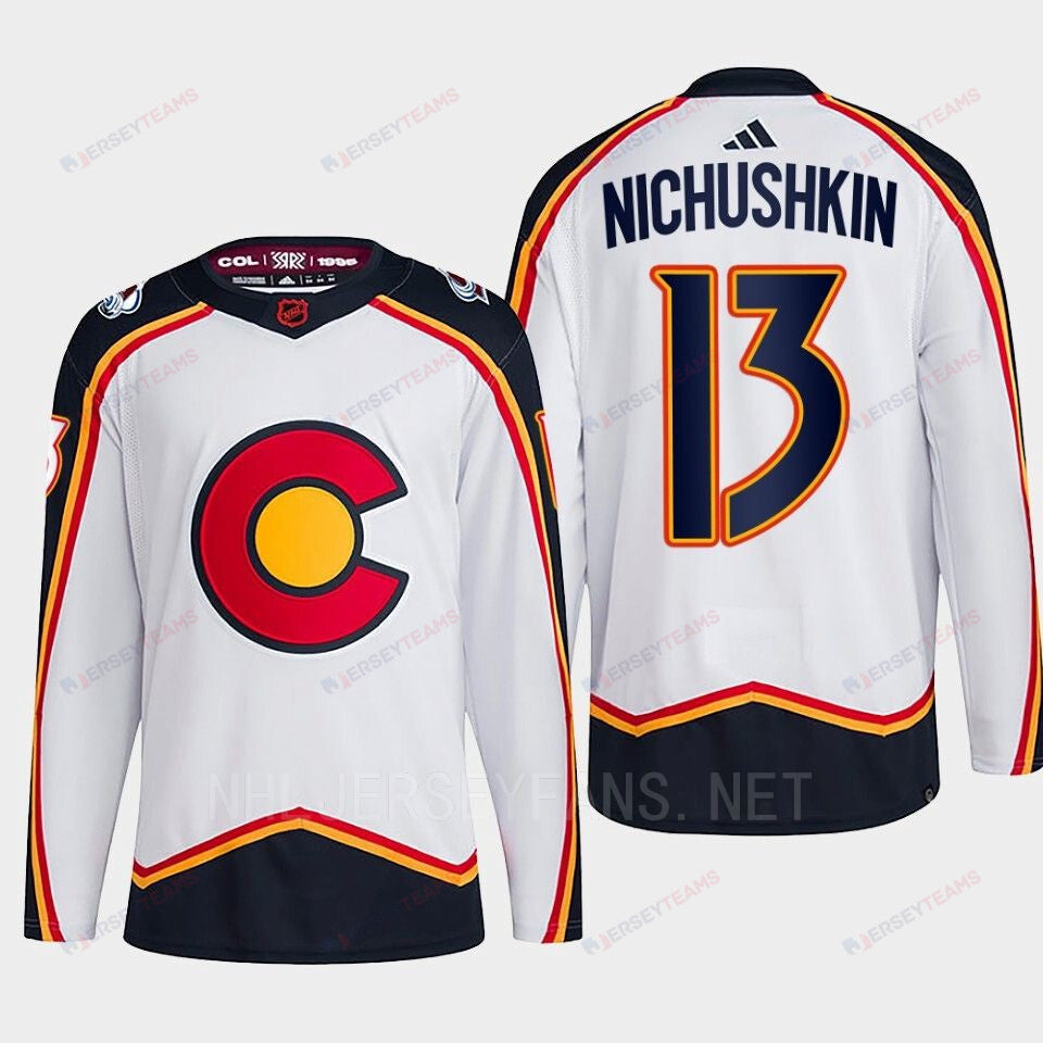 Valeri Nichushkin 13 Reverse Retro 2.0 2022 Colorado Avalanche White Jersey Primegreen