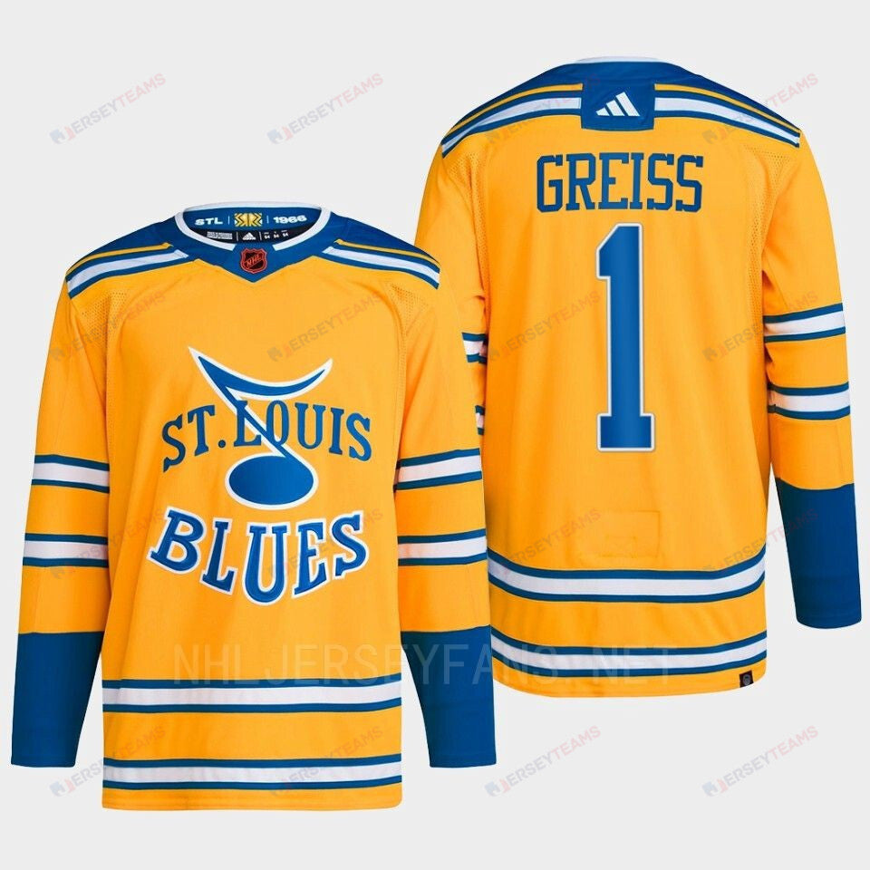 Thomas Greiss 1 Reverse Retro 2.0 2022 St. Louis Blues Yellow Jersey Primegreen