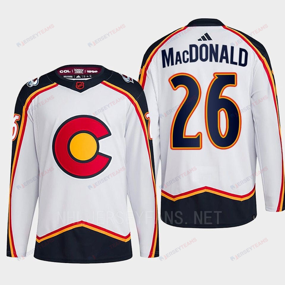 Jacob MacDonald 26 Reverse Retro 2.0 2022 Colorado Avalanche White Jersey Primegreen