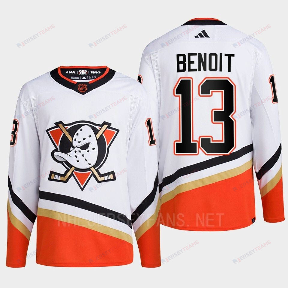 Anaheim Ducks 2022 Reverse Retro 2.0 Simon Benoit 13 White Primegreen Jersey Men's