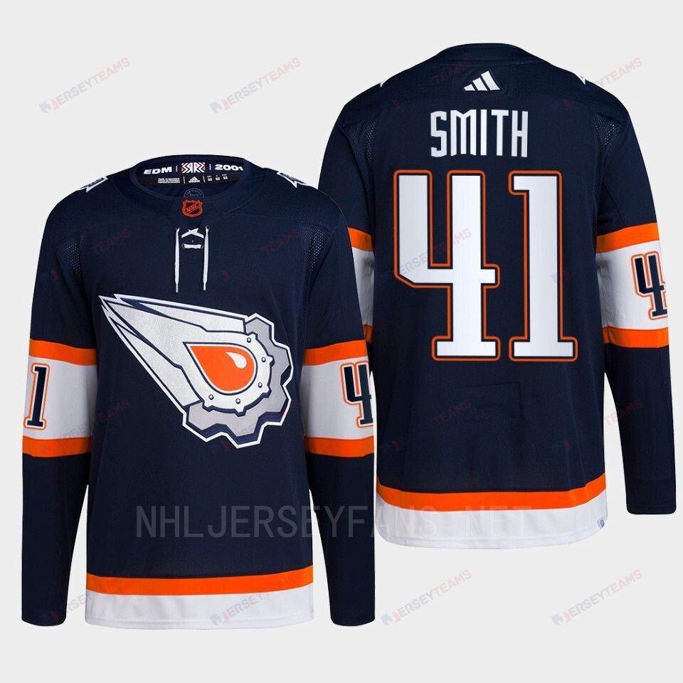 Edmonton Oilers Mike Smith 44 Navy Primegreen Reverse Retro 2.0 Jersey 2022