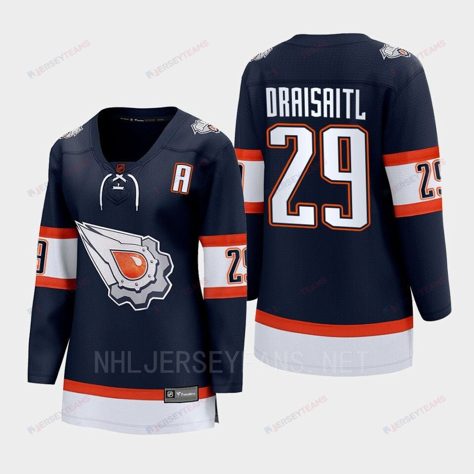 Leon Draisaitl 29 Edmonton Oilers 2022 Special Edition 2.0 Women Breakaway Player Retro Jersey Navy