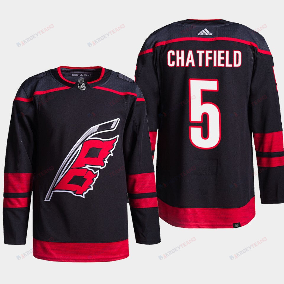 Jalen Chatfield 5 Carolina Hurricanes Black Jersey Primegreen Alternate