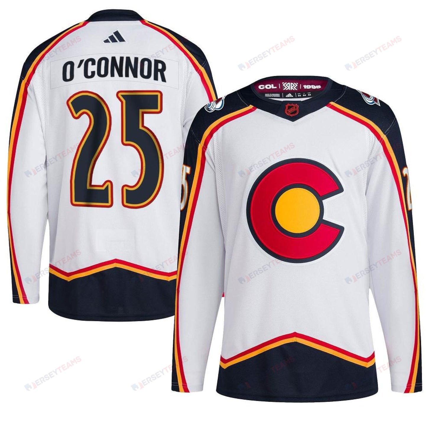 Logan O'Connor #25 Reverse Retro 2.0 2022 Colorado Avalanche White Jersey Primegreen