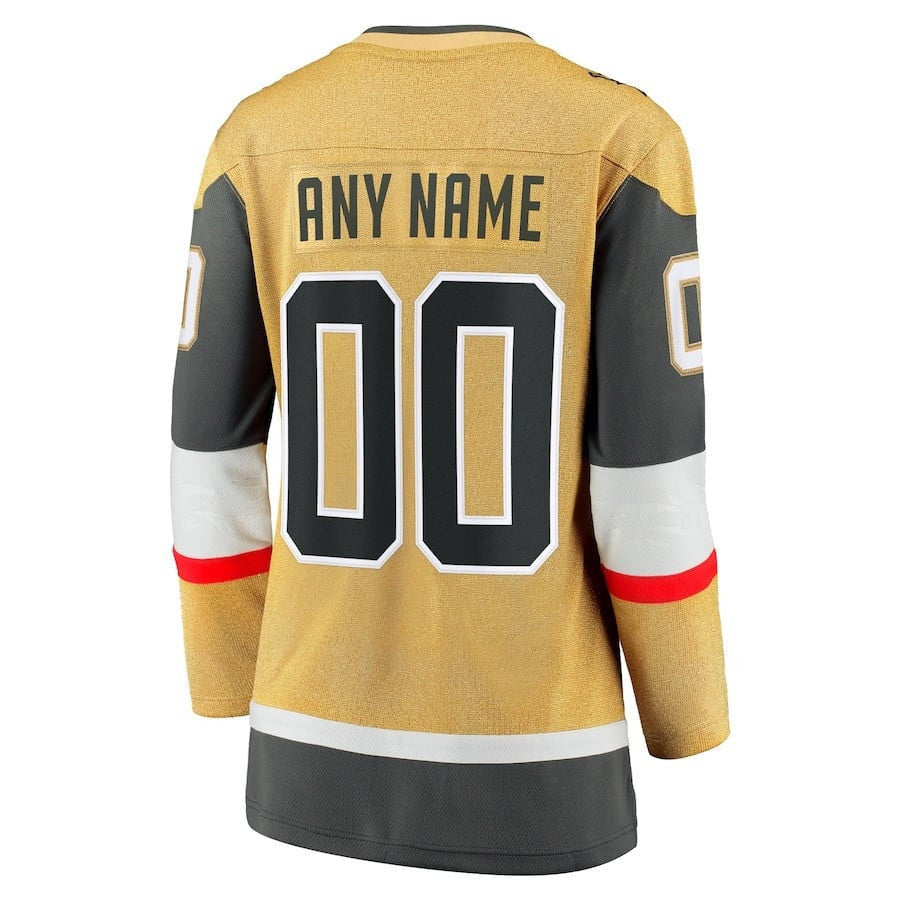 Vegas Golden Knights 2023 Stanley Cup Champions Patch Home Breakaway Custom 00 Women Jersey - Gold