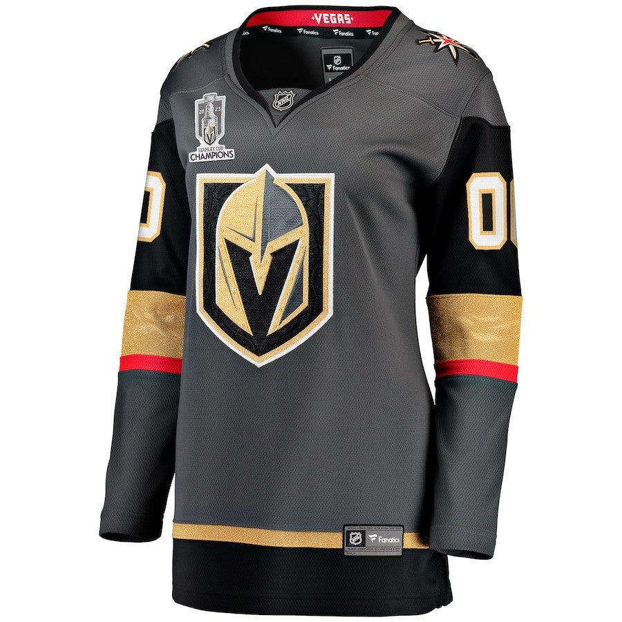 Vegas Golden Knights 2023 Stanley Cup Champions Patch Alternate Breakaway Custom 00 Women Jersey - Black