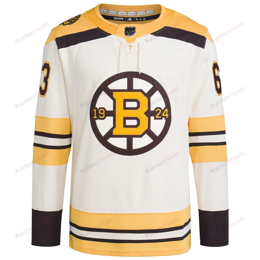 Brad Marchand 63 Boston Bruins Primegreen Men Jersey - Cream