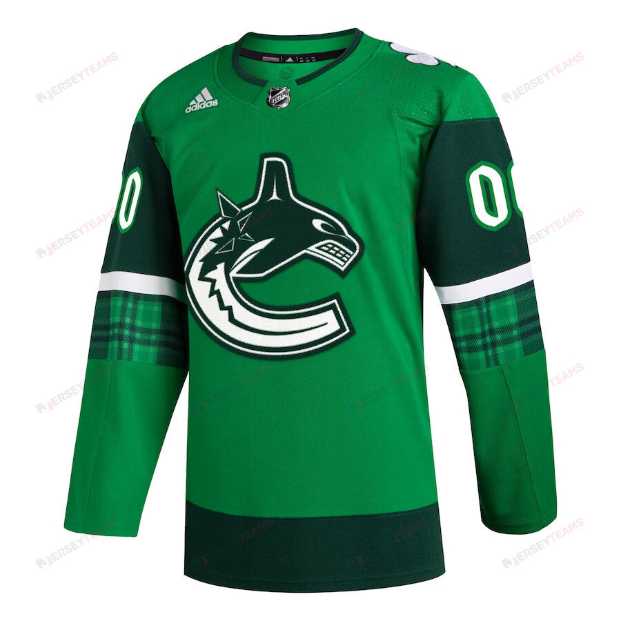 Vancouver Canucks St. Patrick's Day Custom Men Jersey - Kelly Green