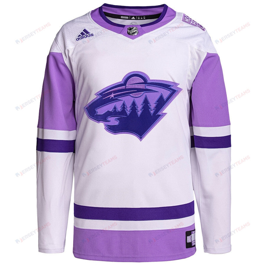 Minnesota Wild Hockey Fights Cancer Primegreen Custom Men Jersey - White/Purple