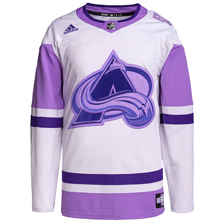 Colorado Avalanche Hockey Fights Cancer Primegreen Custom Men Jersey - White/Purple