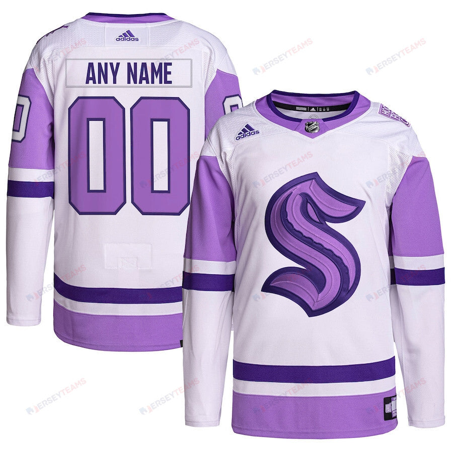 Seattle Kraken Hockey Fights Cancer Primegreen Custom Men Jersey - White/Purple