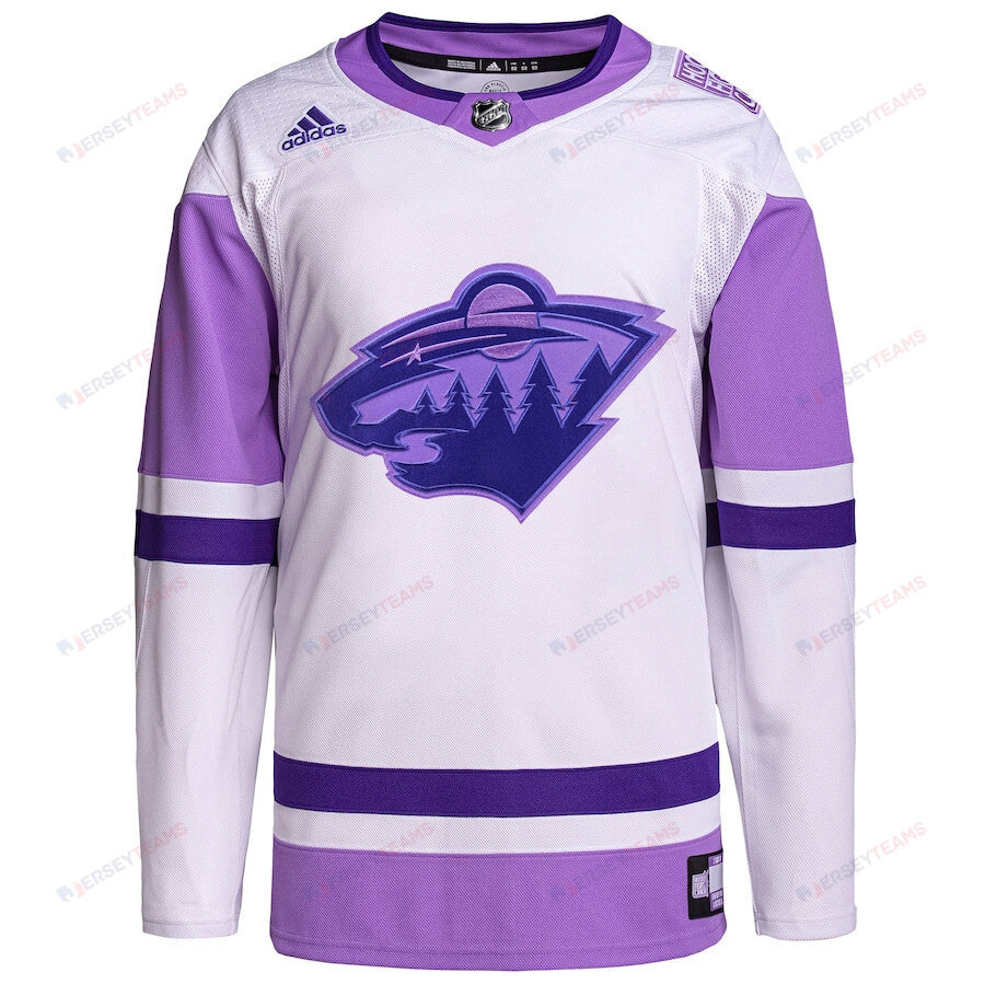 Minnesota Wild Hockey Fights Cancer Primegreen Men Jersey - White/Purple