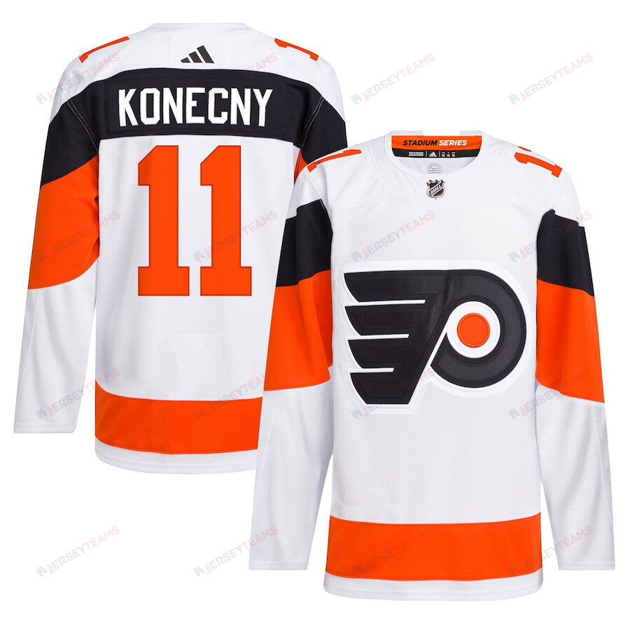 Travis Konecny 11 Philadelphia Flyers 2024 Stadium Series Primegreen Men Jersey - White