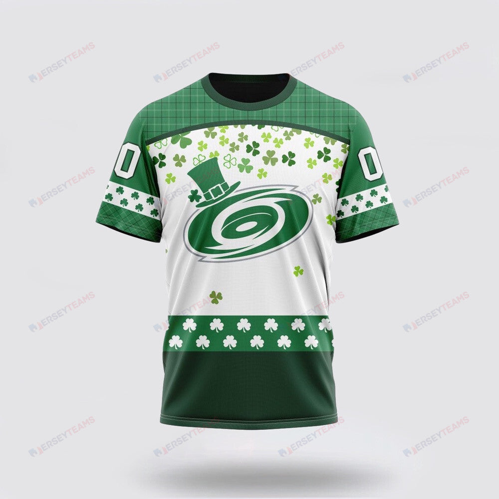 Carolina Hurricanes Special Design For St Patrick Day Custom AOP T-Shirt - White