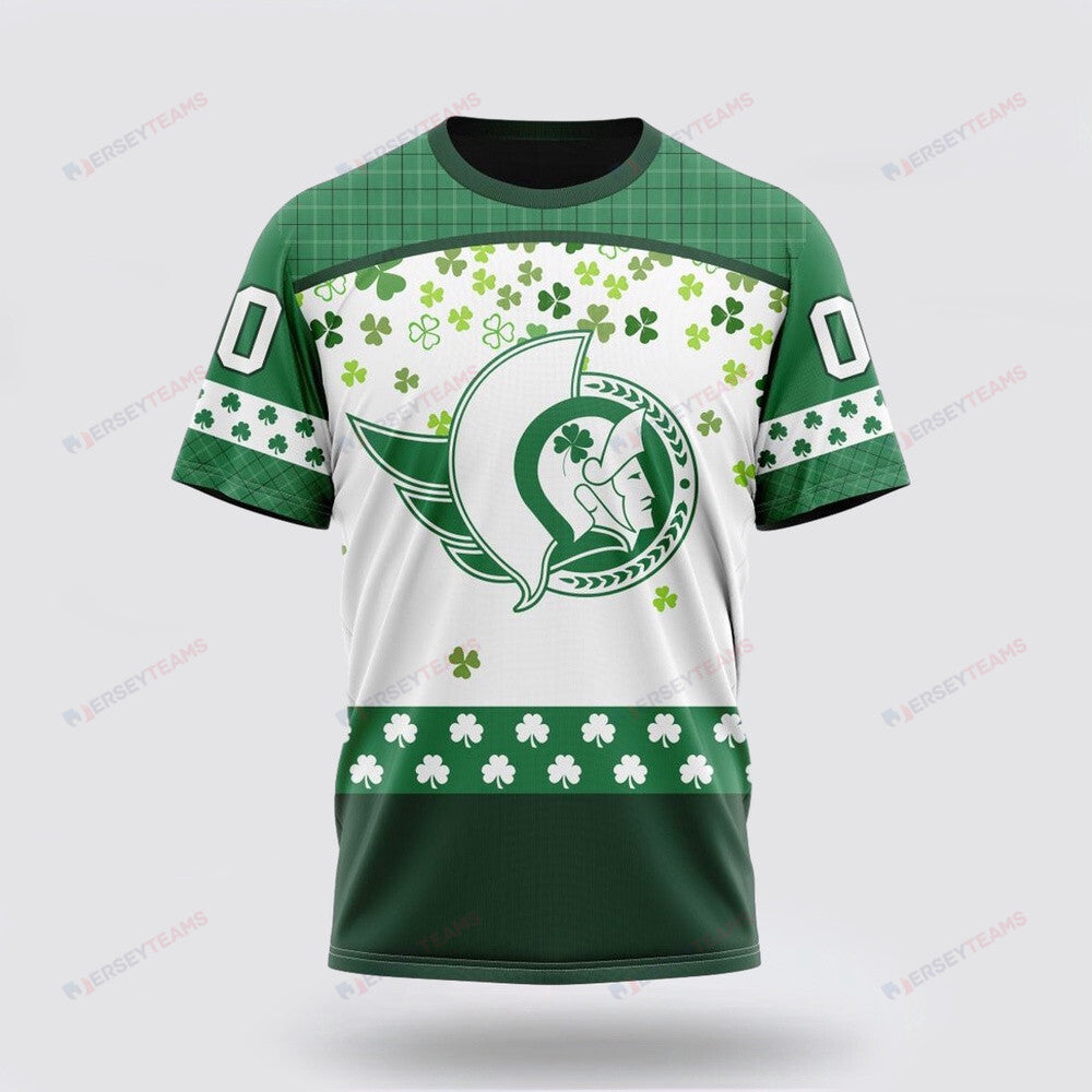 Ottawa Senators Special Design For St Patrick Day Custom AOP T-Shirt - White