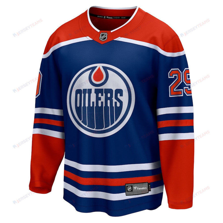 Leon Draisaitl 29 Edmonton Oilers Royal Home Breakaway Men Jersey