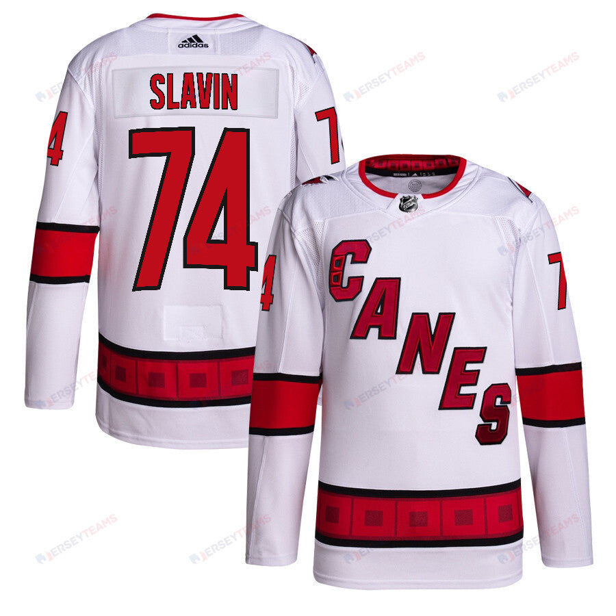 Jaccob Slavin 74 Carolina Hurricanes Away Primegreen Jersey - Men, White