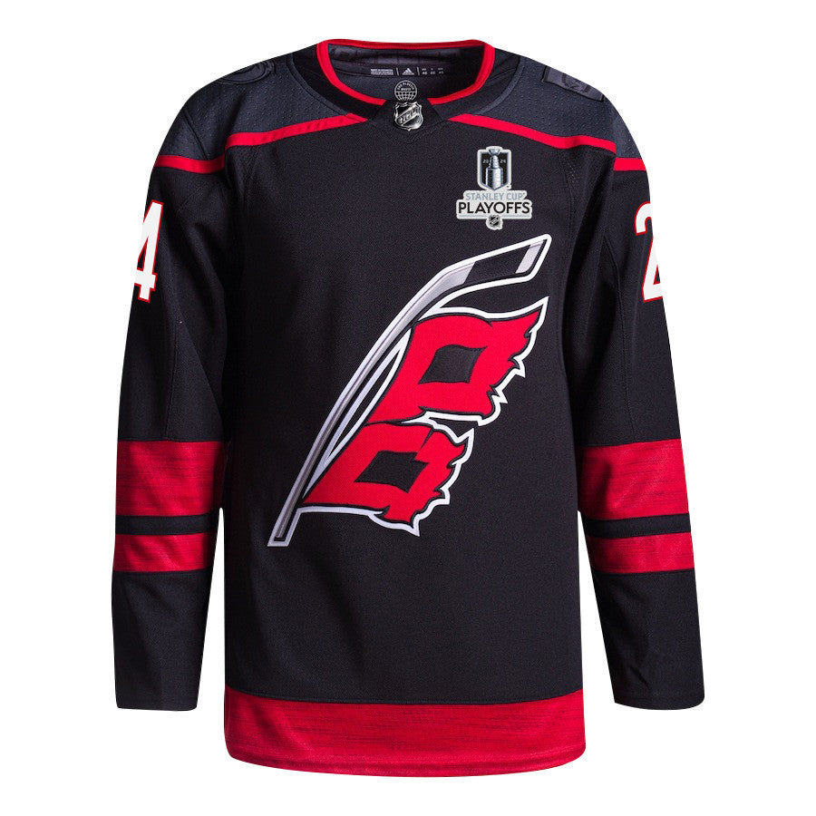 Seth Jarvis 24 Carolina Hurricanes 2024 NHL Playoffs Patch Home Jersey - Men, Black
