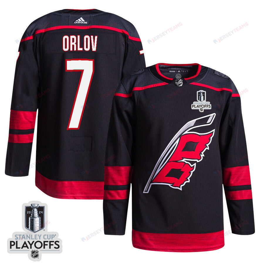 Dmitry Orlov 7 Carolina Hurricanes 2024 NHL Playoffs Patch Home Jersey - Men, Black
