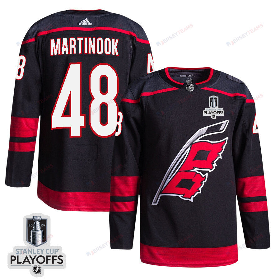 Jordan Martinook 48 Carolina Hurricanes 2024 NHL Playoffs Patch Home Jersey - Men, Black
