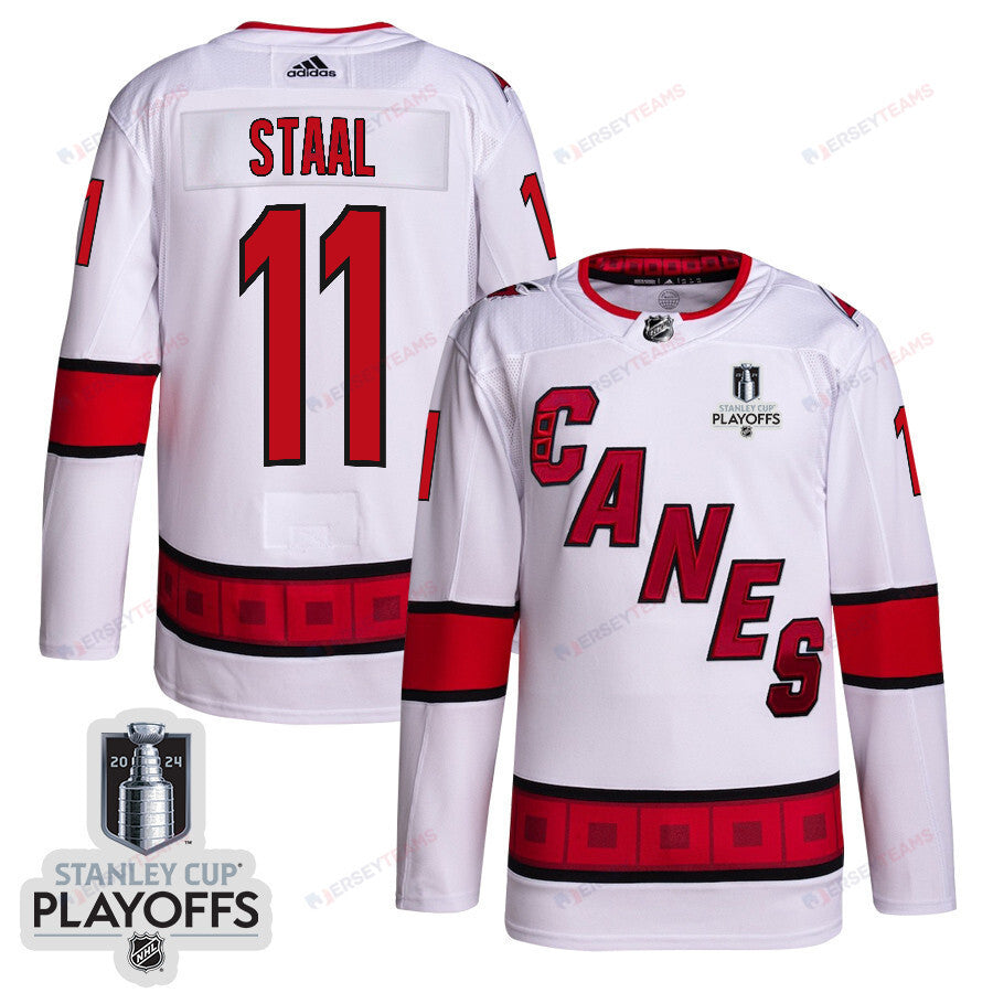 Jordan Staal 11 Carolina Hurricanes 2024 NHL Playoffs Patch Away Jersey - Men, White