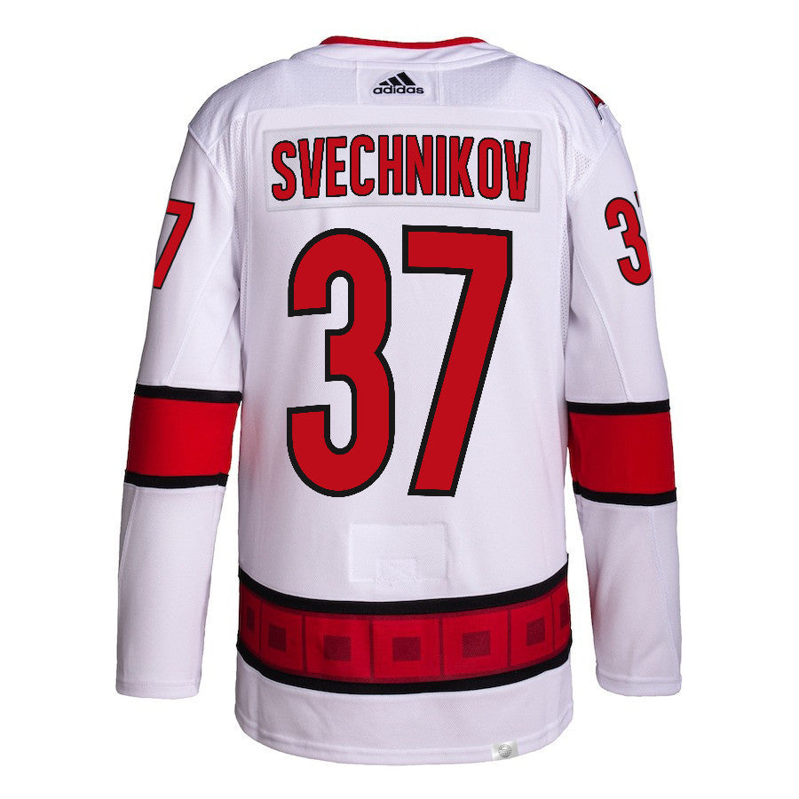 Andrei Svechnikov 37 Carolina Hurricanes 2024 NHL Playoffs Patch Away Jersey - Men, White