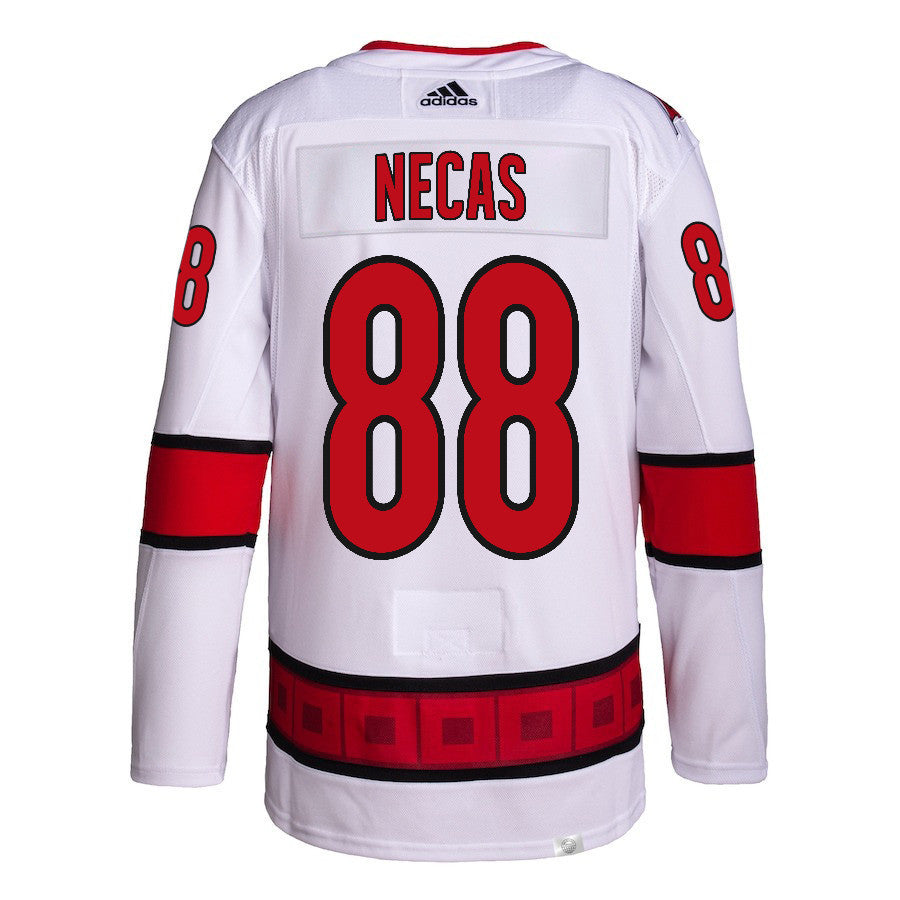 Martin Necas 88 Carolina Hurricanes 2024 NHL Playoffs Patch Away Jersey - Men, White