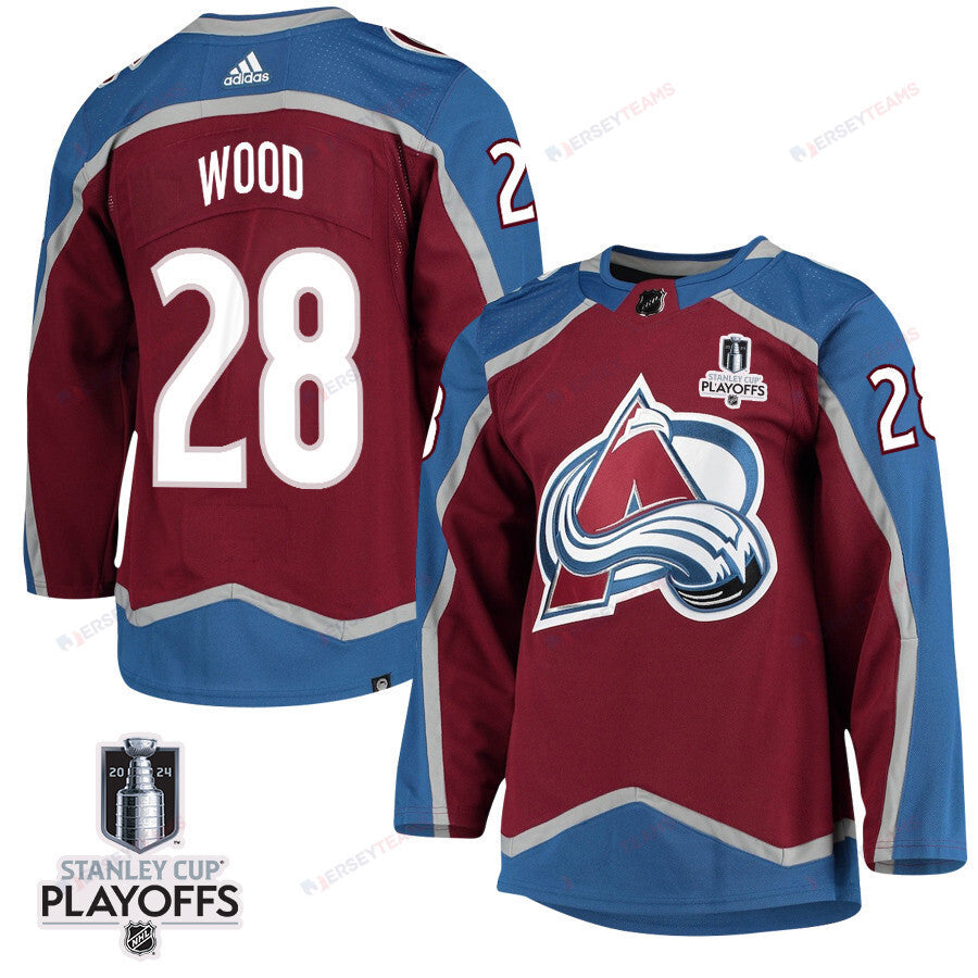 Miles Wood 28 Colorado Avalanche 2024 NHL Playoffs Patch Home Jersey - Men