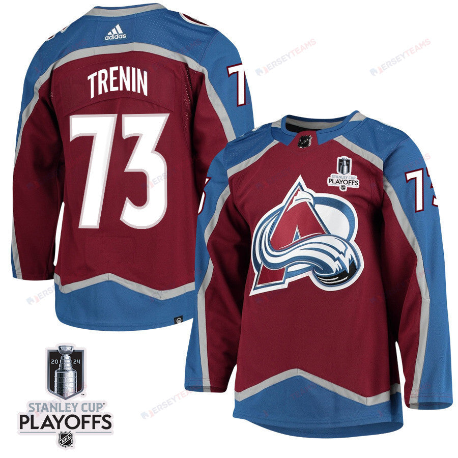 Yakov Trenin 73 Colorado Avalanche 2024 NHL Playoffs Patch Home Jersey - Men