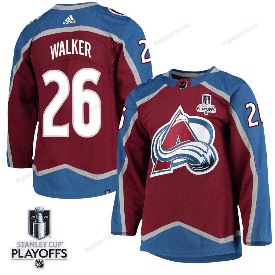 Sean Walker 26 Colorado Avalanche 2024 NHL Playoffs Patch Home Jersey - Men