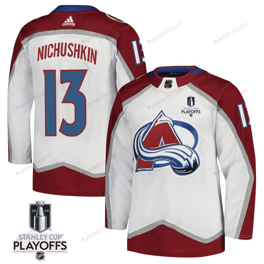 Valeri Nichushkin 13 Colorado Avalanche 2024 NHL Playoffs Patch Away Jersey - Men, White