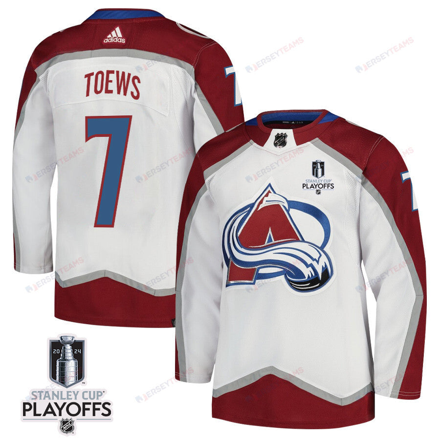 Devon Toews 7 Colorado Avalanche 2024 NHL Playoffs Patch Away Jersey - Men, White