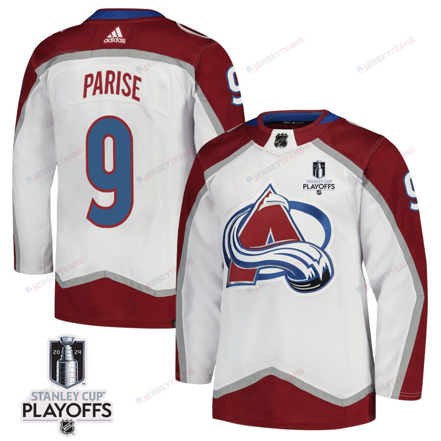Zach Parise 9 Colorado Avalanche 2024 NHL Playoffs Patch Away Jersey - Men, White