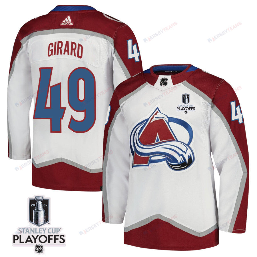 Samuel Girard 49 Colorado Avalanche 2024 NHL Playoffs Patch Away Jersey - Men, White
