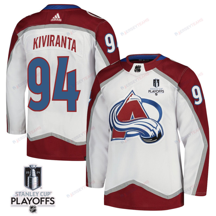 Joel Kiviranta 94 Colorado Avalanche 2024 NHL Playoffs Patch Away Jersey - Men, White